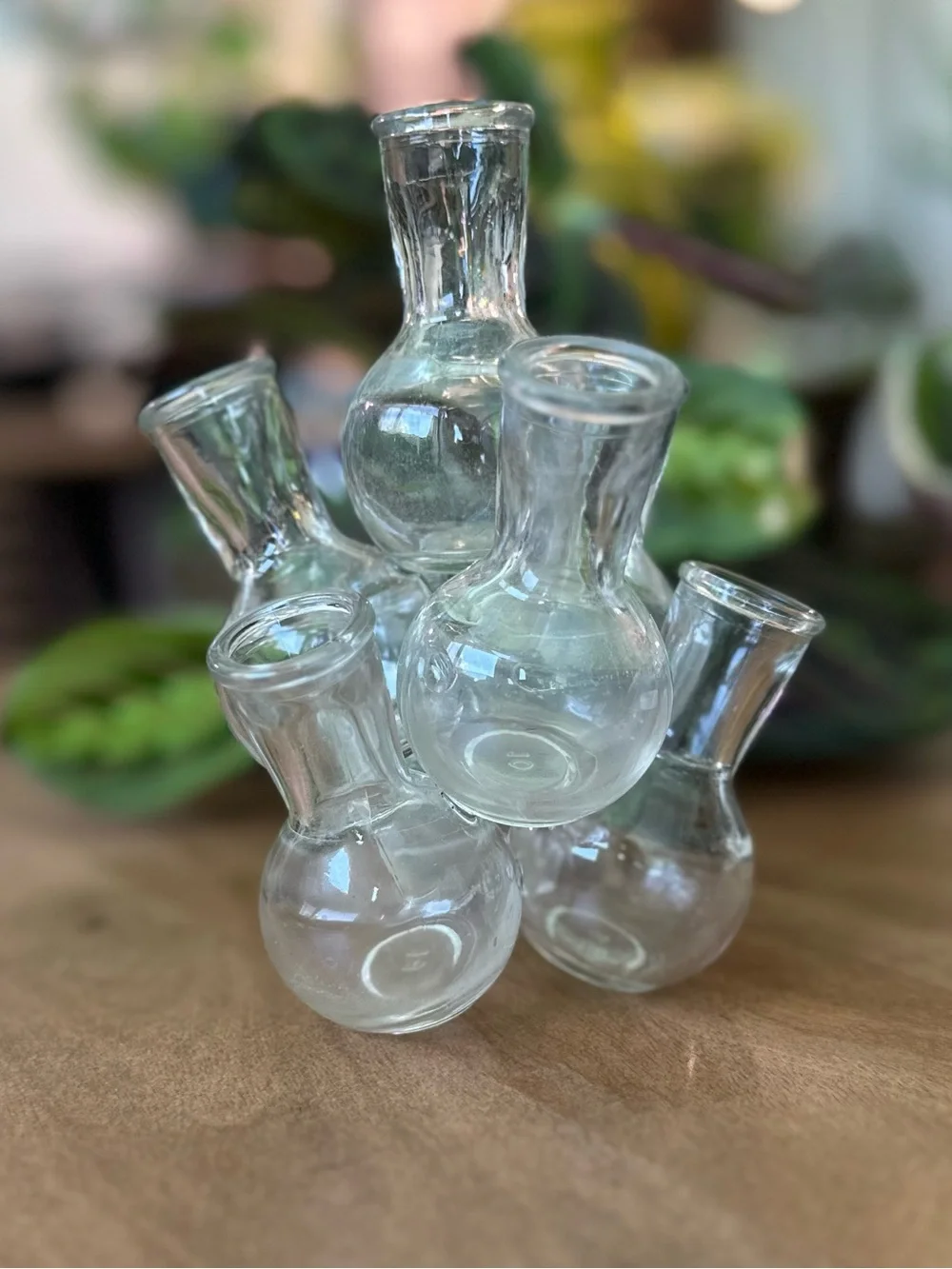 MCM Vintage Clear Glass 7 Bud Vase Cluster Plant Propagation Station